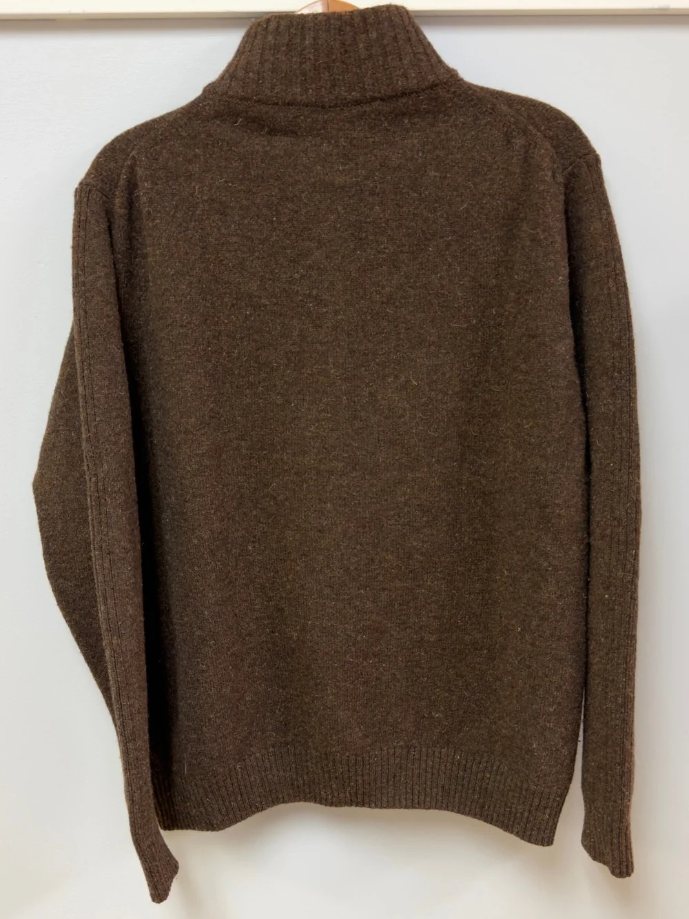 Kimuan Argentina 100% Lana Wool Sweater Men Large Brown Full-Zip Knit Jacket